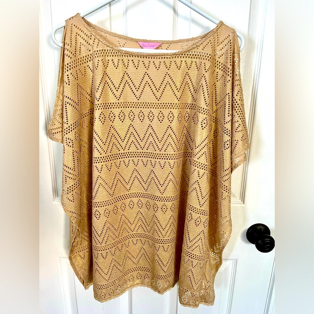 Lilly Pulitzer size S/M Gold Laser-Cut Cold-Shoulder Swim Coverup